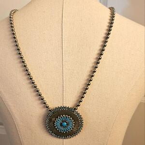 Vintage Florenta of California  Costume Nativw americam Faux Turquoise Necklace